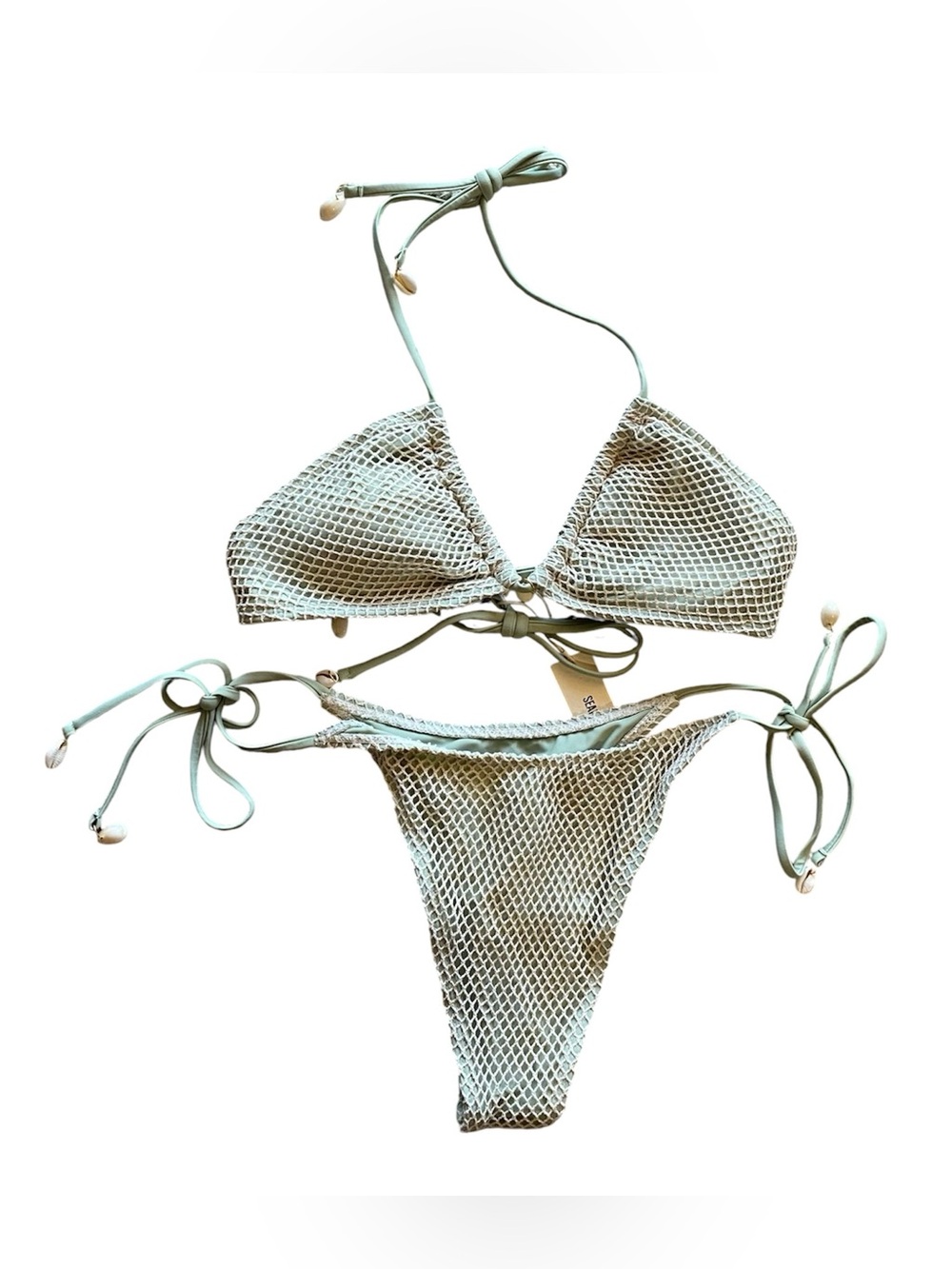 Women’s SEAMOLY Mint Green Mermaid 2 Piece BIKINI with Seashells M NWT